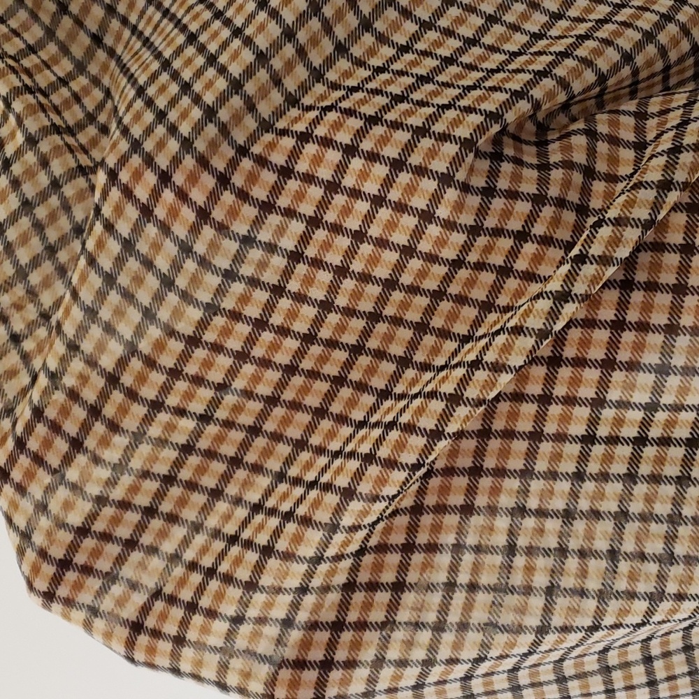 A New Day Sheer/Lightweight Plaid Mock Neck Top With Bell/Flair Sleeves - Picture 6 of 9